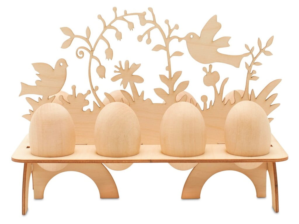 Laser Cut Easter Egg Holder Stand Wooden Festive Tabletop Decoration