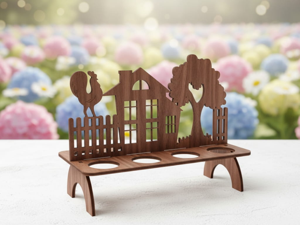 Laser Cut Farmhouse Easter Egg Holder Tabletop Decor Stand