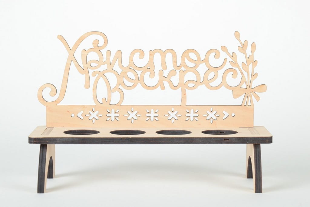 Laser Cut Wooden Easter Display Stand for 4 Eggs