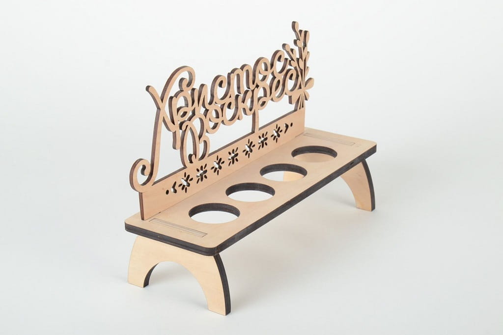 Laser Cut Wooden Easter Display Stand for 4 Eggs