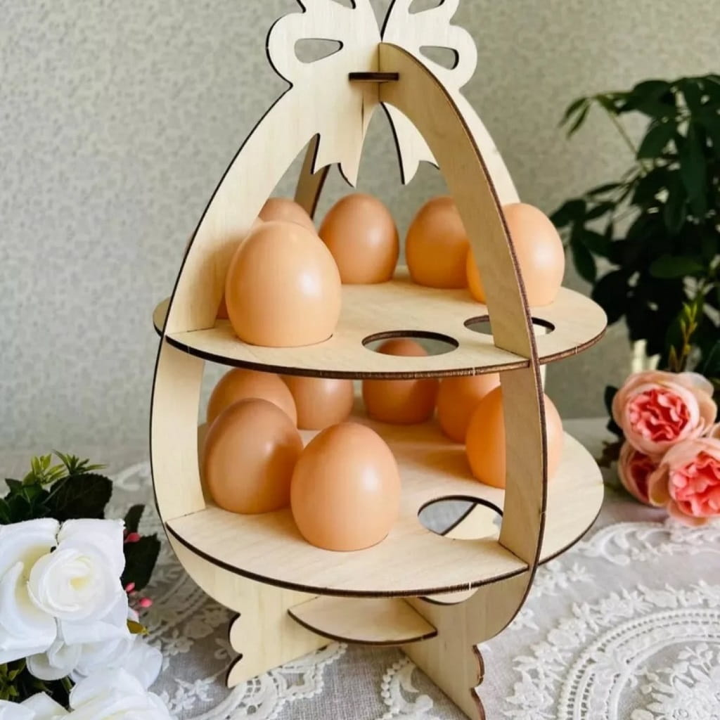 Laser Cut Easter Eggs Stand 2 Tier Rack