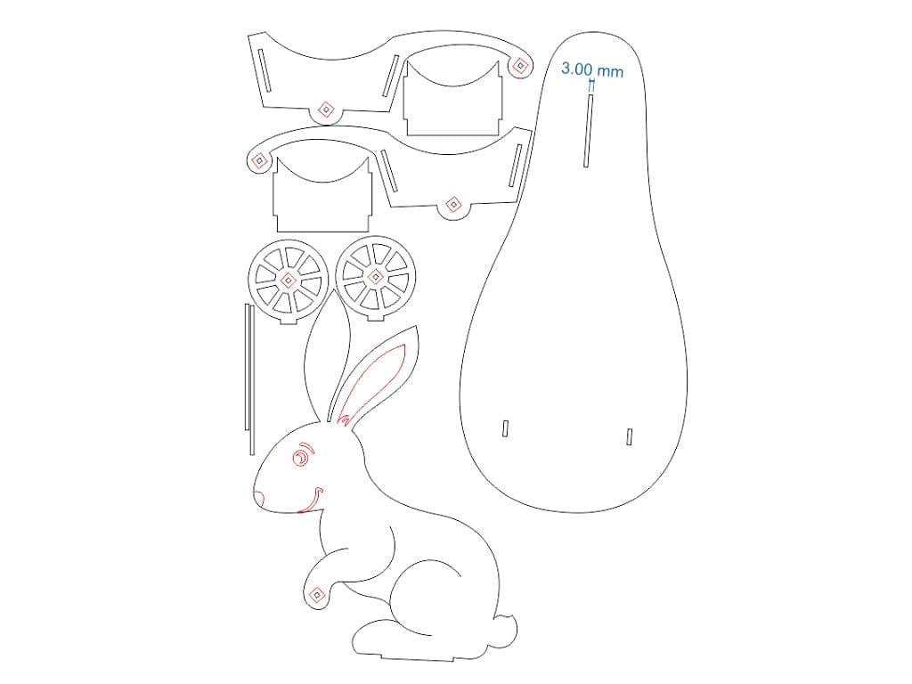 Laser Cut Bunny Wheelbarrow Easter Egg Holder Decoration