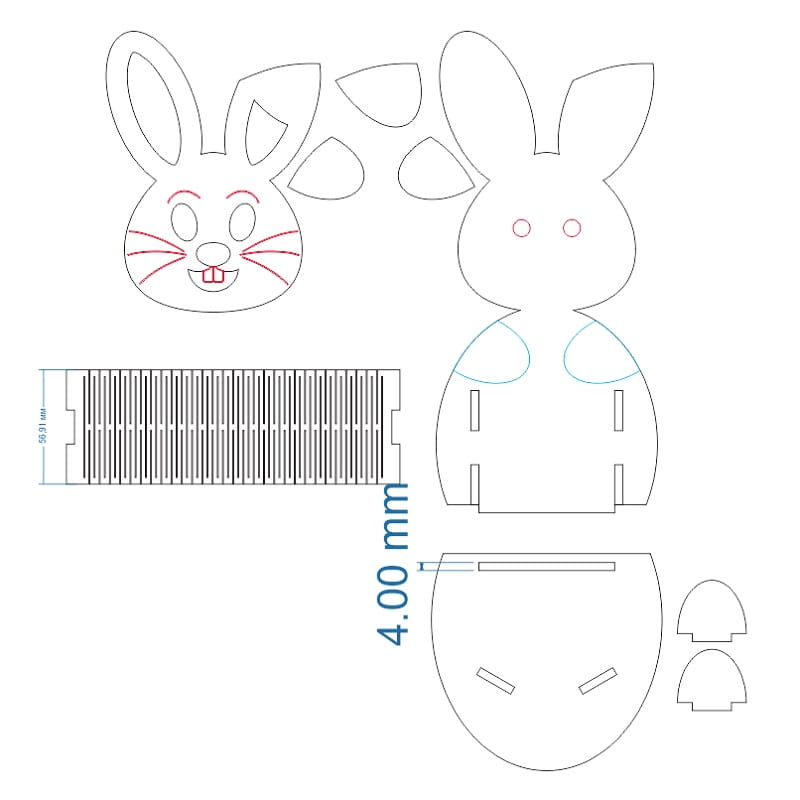 Laser Cut Easter Bunny Stand for Kinder Surprise Egg