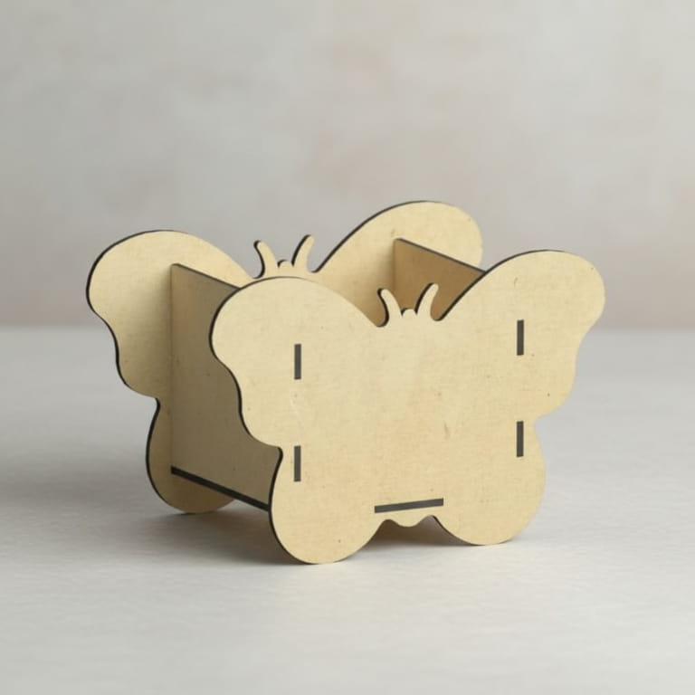 Laser Cut Butterfly Shaped Wooden Box Centerpiece Cachepot