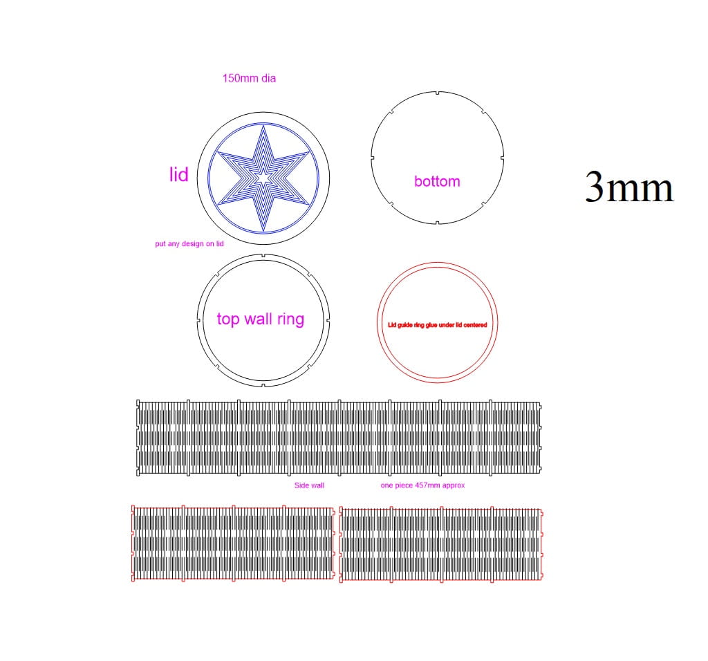 Laser Cut Living Hinge Round Box