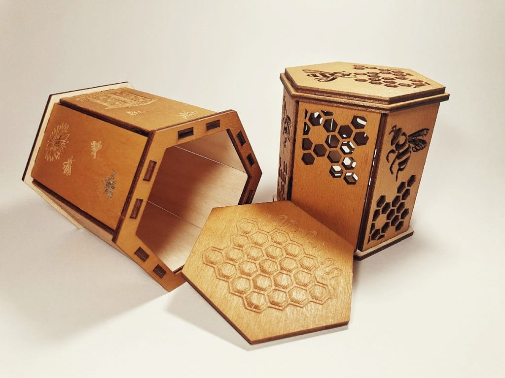 Laser Cut Wooden Box for Jar of Honey