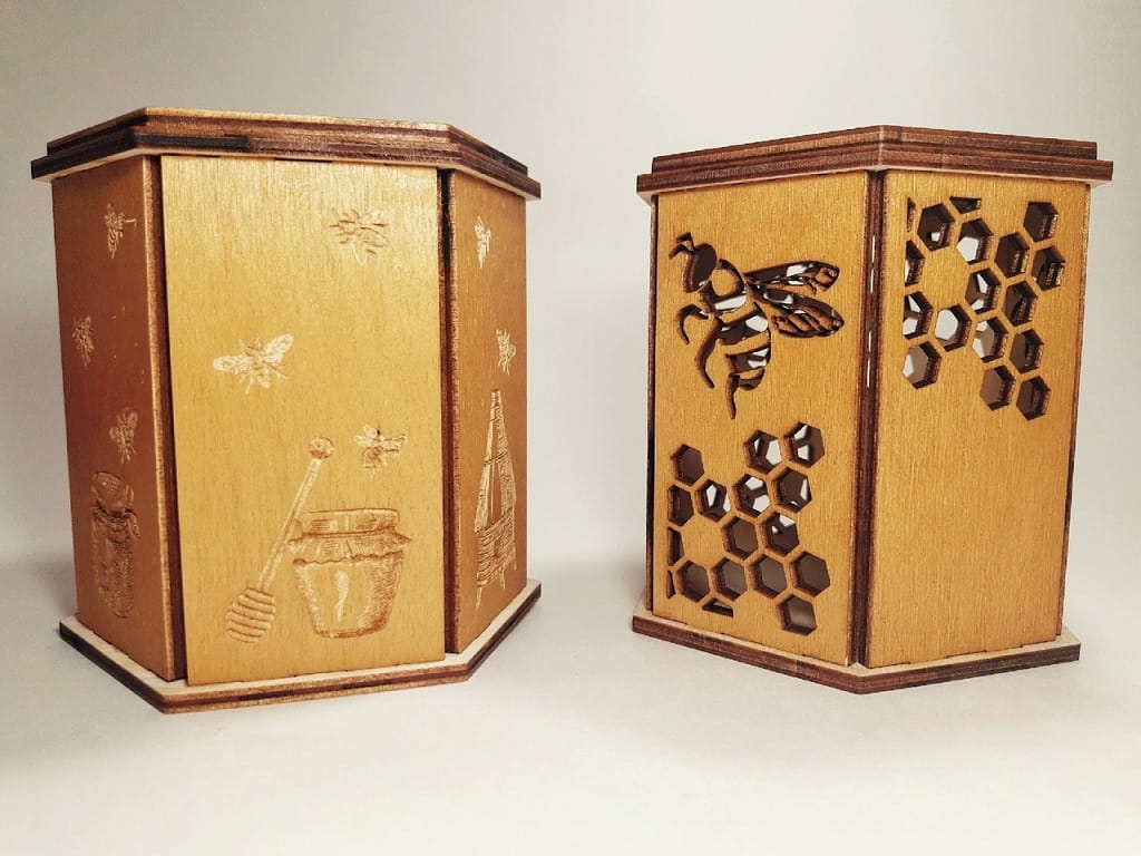 Laser Cut Wooden Box for Jar of Honey