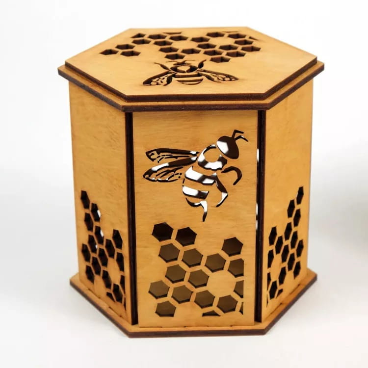 Laser Cut Wooden Box for Jar of Honey