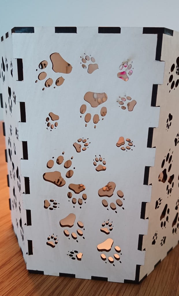 Laser Cut Dog Paw Wooden Candle Light Box