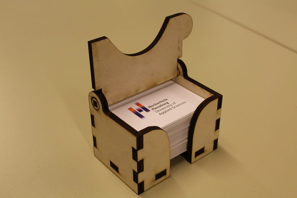 Laser Cut Business Card Holder with Flip Top Lid