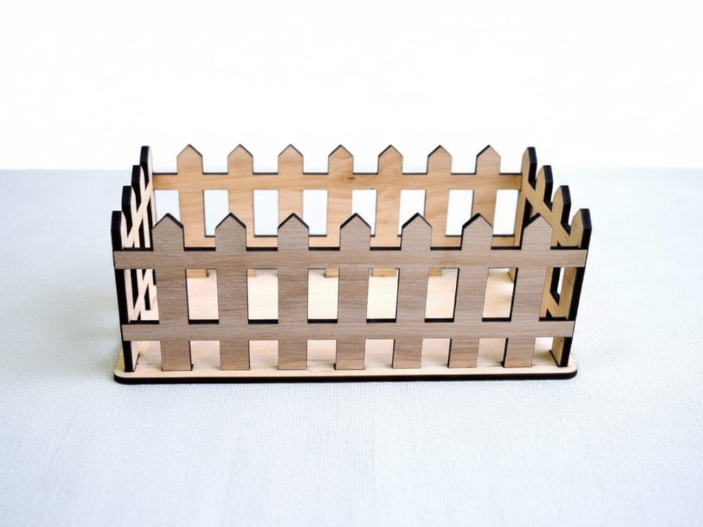 Laser Cut Wooden Picket Fence Basket Box