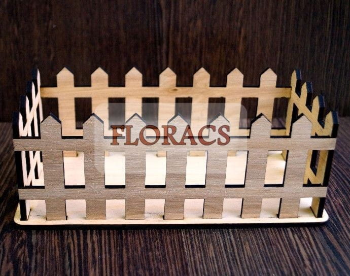 Laser Cut Wooden Picket Fence Basket Box