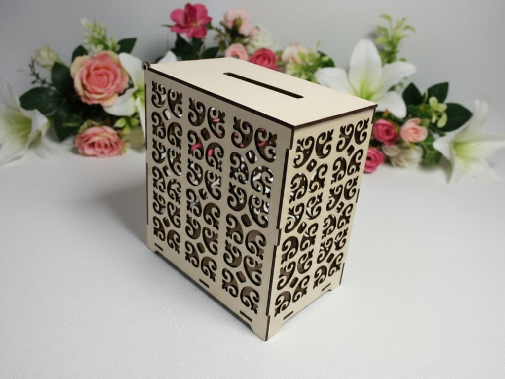 Laser Cut Wooden Wedding Card Box