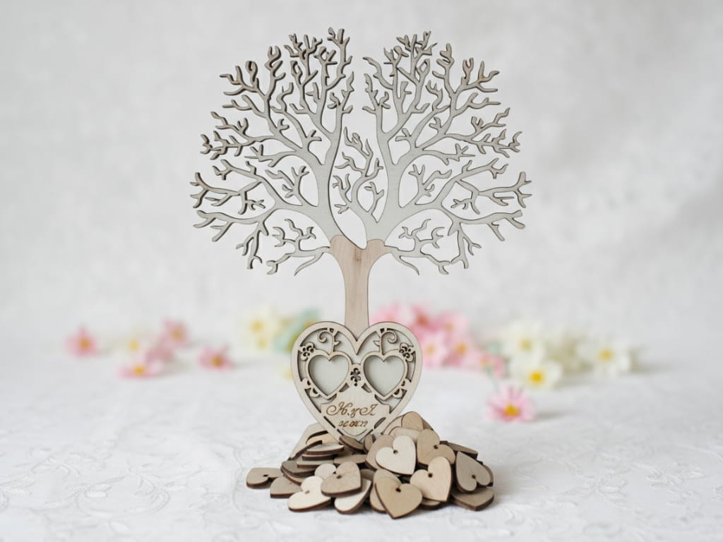 Laser Cut Wish Tree Guest Book Wedding Decor Heart Drop Stand