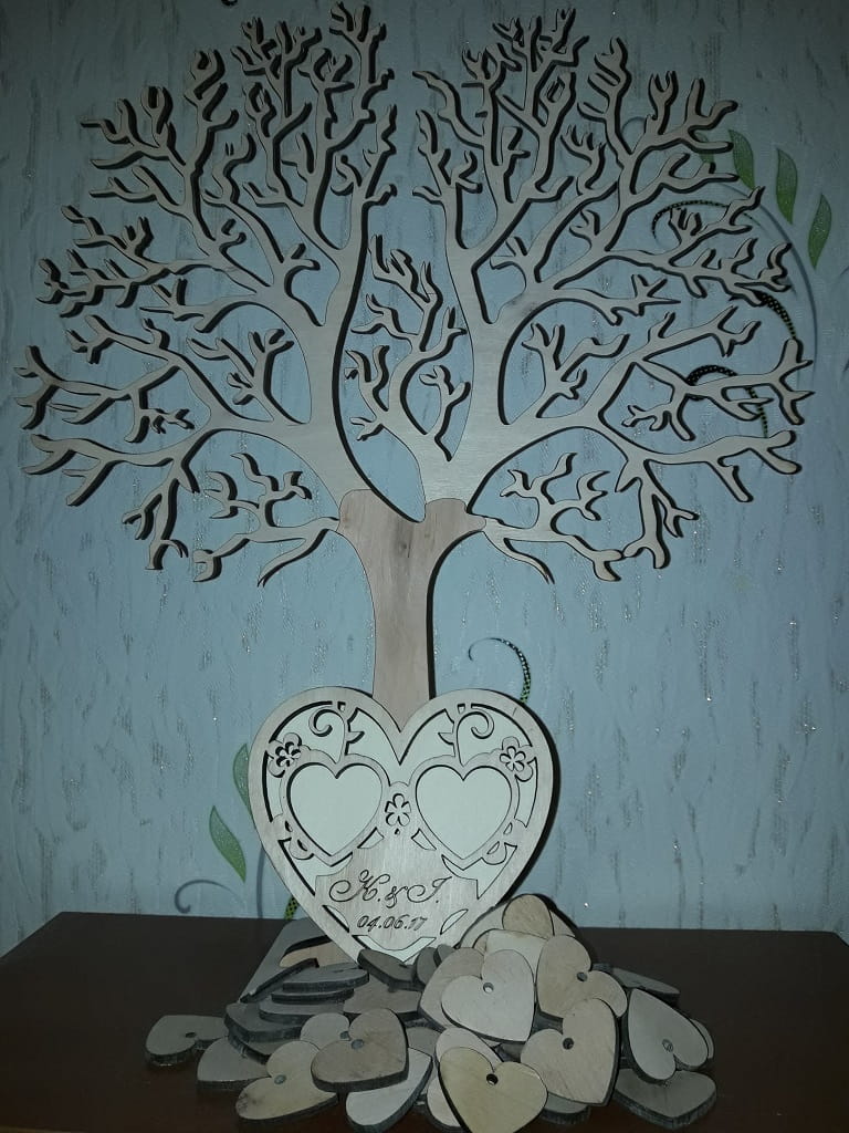 Laser Cut Wish Tree Guest Book Wedding Decor Heart Drop Stand