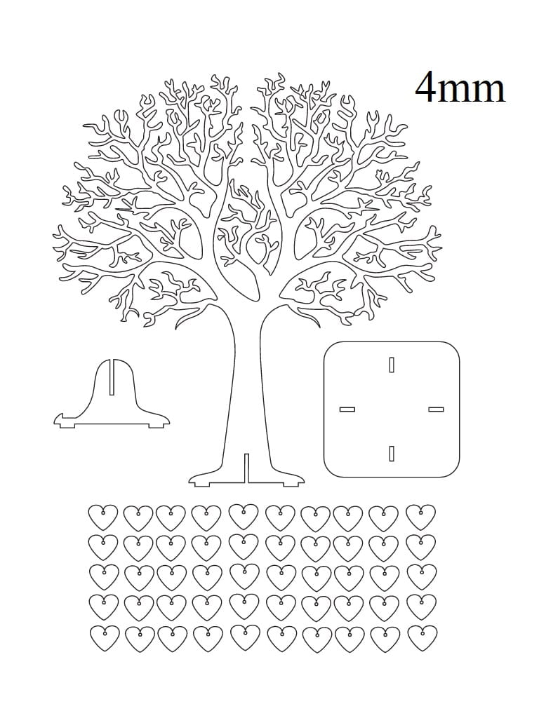 Laser Cut Wish Tree Guest Book Wedding Decor Heart Drop Stand