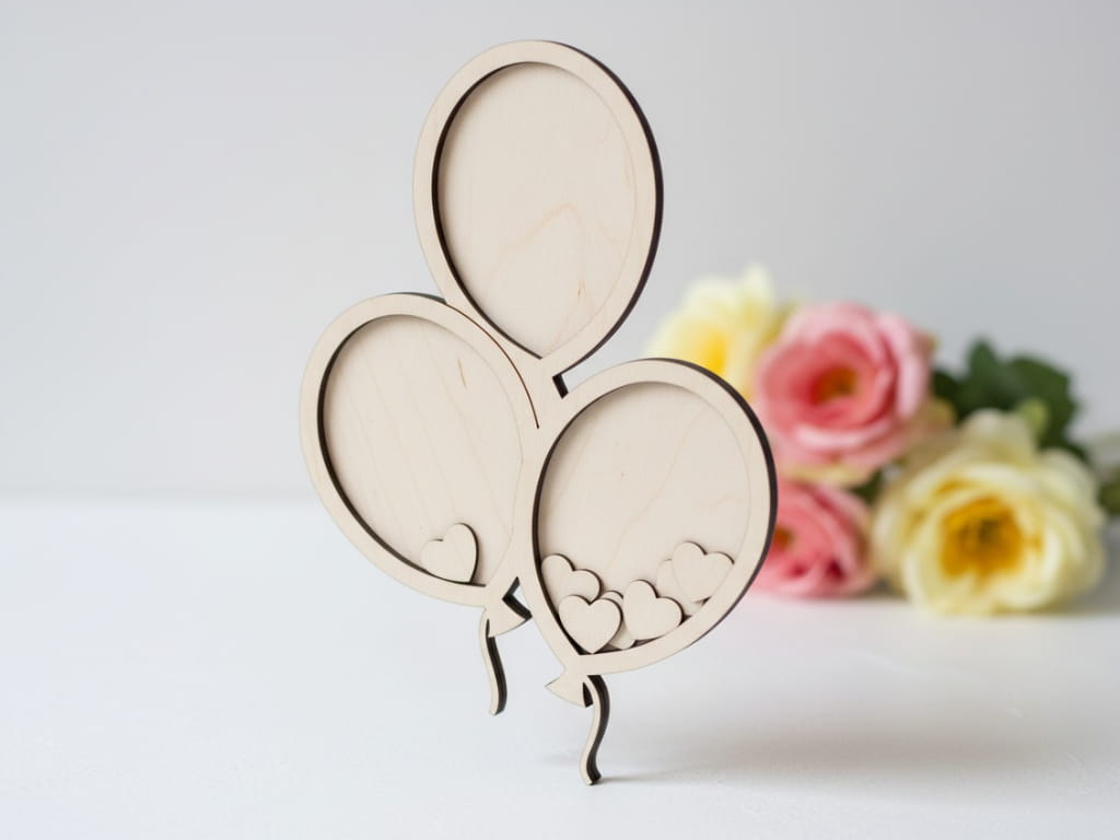 Laser Cut Balloon Shaped Heart Drop Box