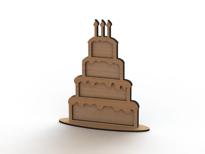 Laser Cut Wedding Cake Shaped Wooden Guest Book