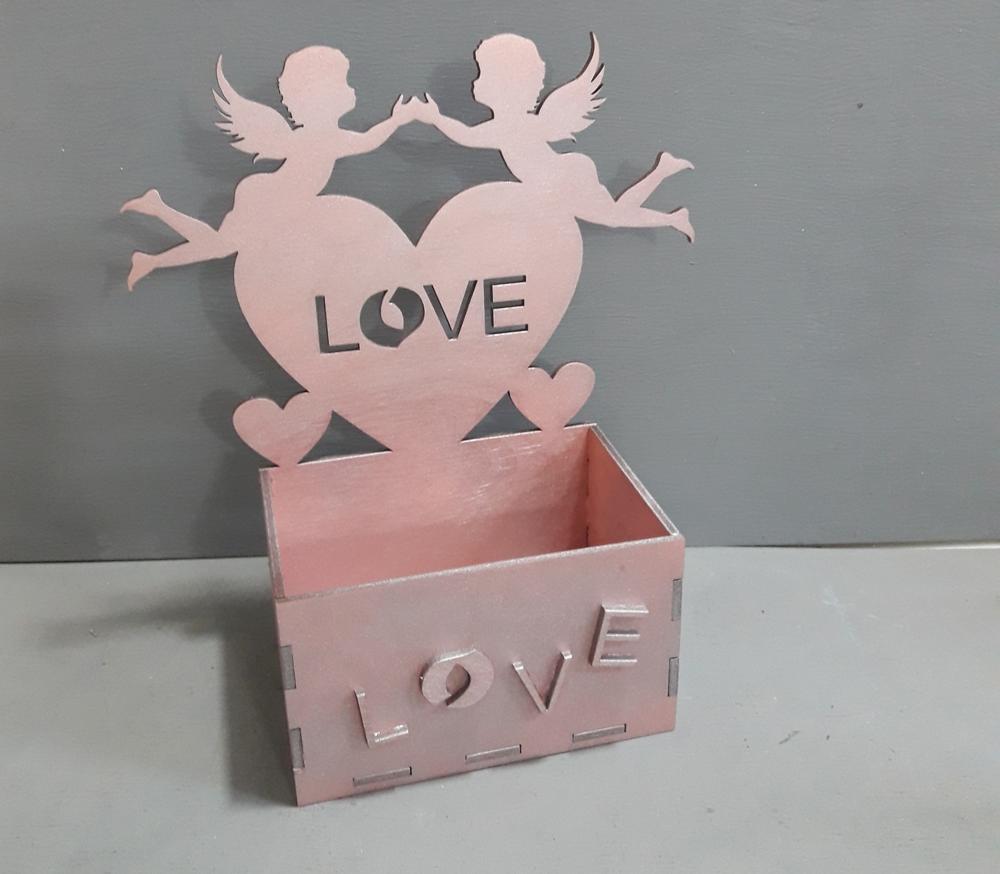 Laser Cut Heart with Angels Romantic Flower Basket Box