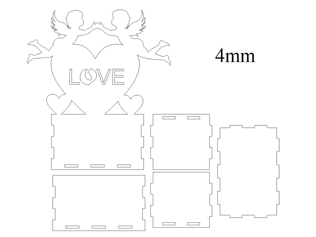 Laser Cut Heart with Angels Romantic Flower Basket Box
