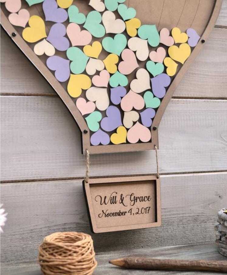 Laser Cut Hot Air Balloon Wedding Guest Book Drop Box