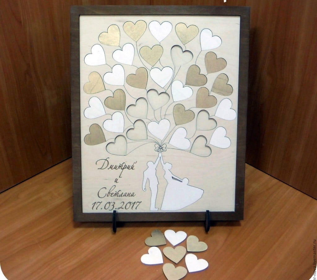 Laser Cut Wedding Guest Book Alternative Heart Drop Box Frame