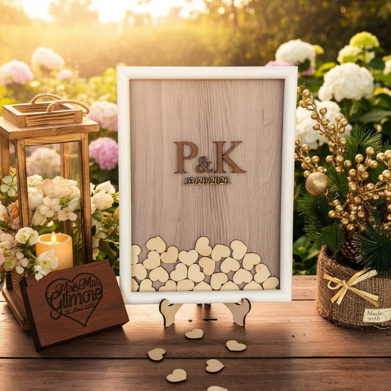 Laser Cut Heart Drop Box Wedding Guest Book Alternative Frame