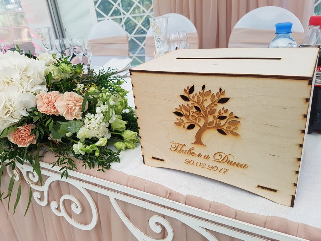 Laser Cut Personalized Wooden Wedding Card Box