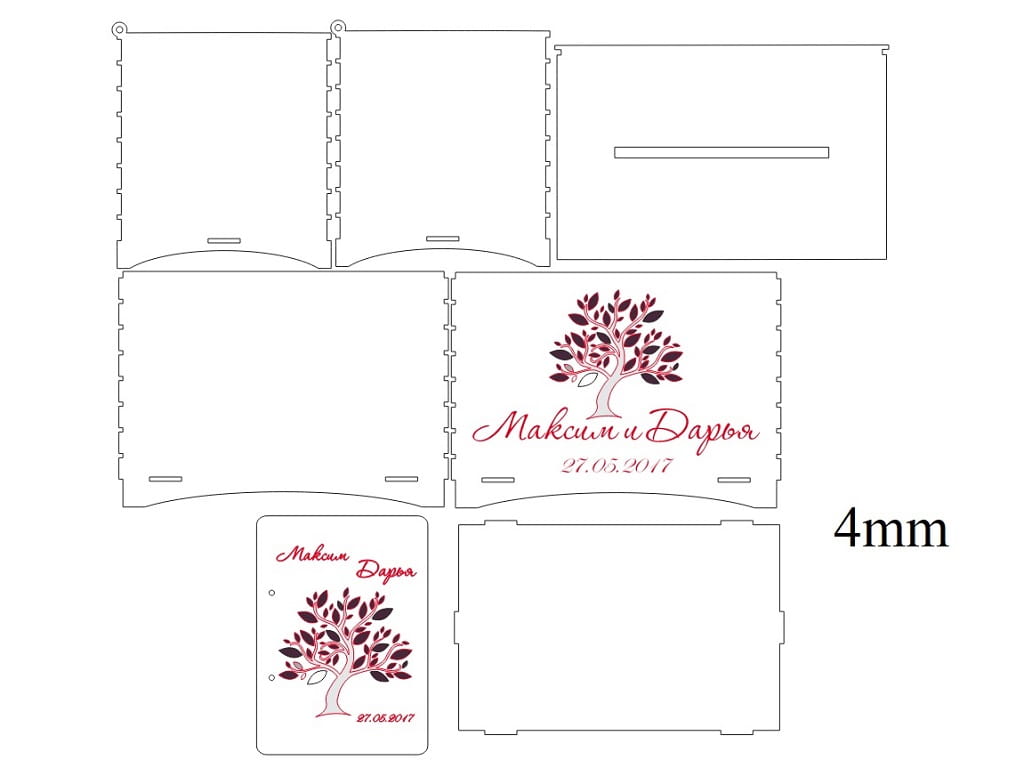 Laser Cut Personalized Wooden Wedding Card Box