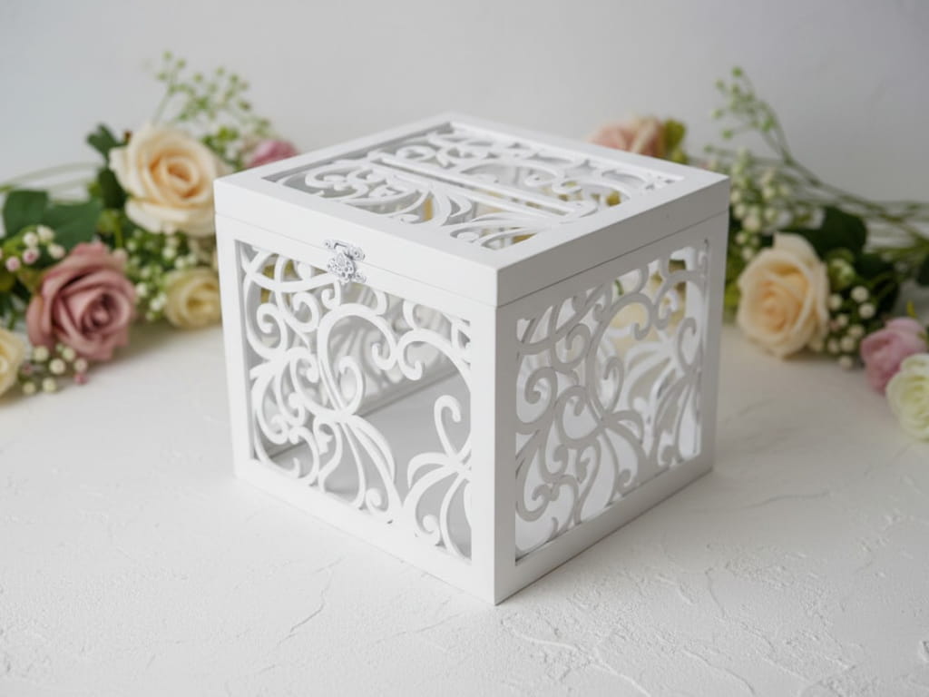 Laser Cut Wooden Decorative Wedding Card Box