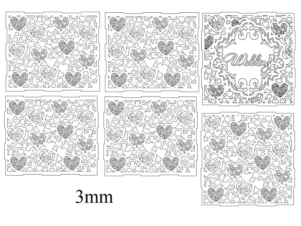 Laser Cut Wedding Card Box with Heart Cutout Design