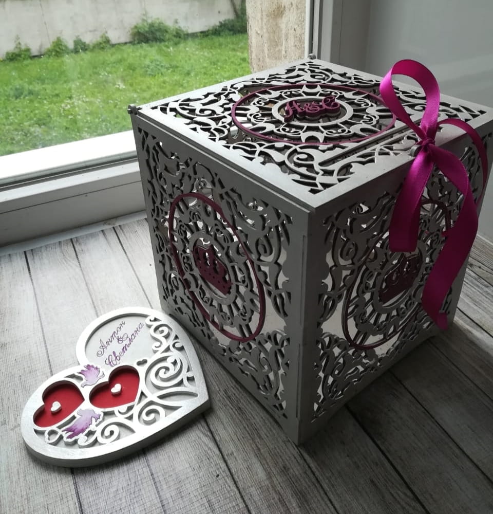 Laser Cut Wedding Card Box and Wedding Ring Tray
