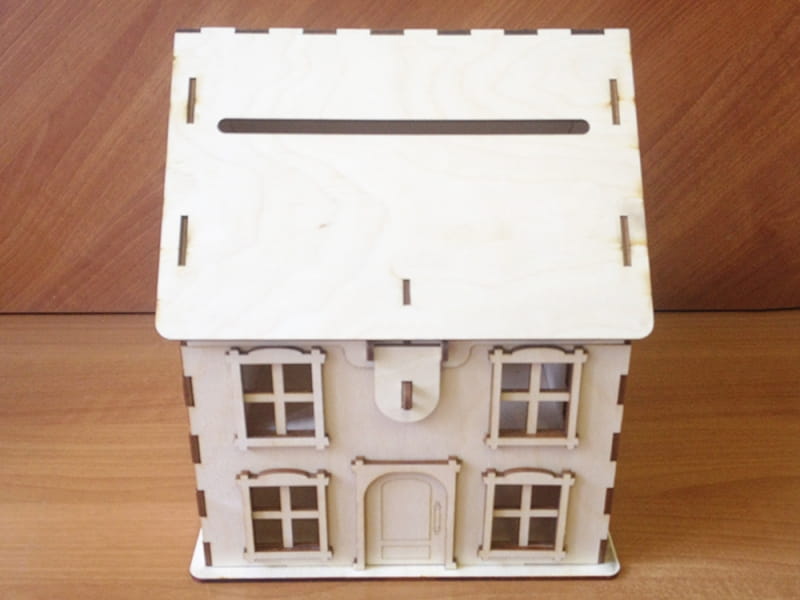 Laser Cut Wooden House Wedding Envelope Box