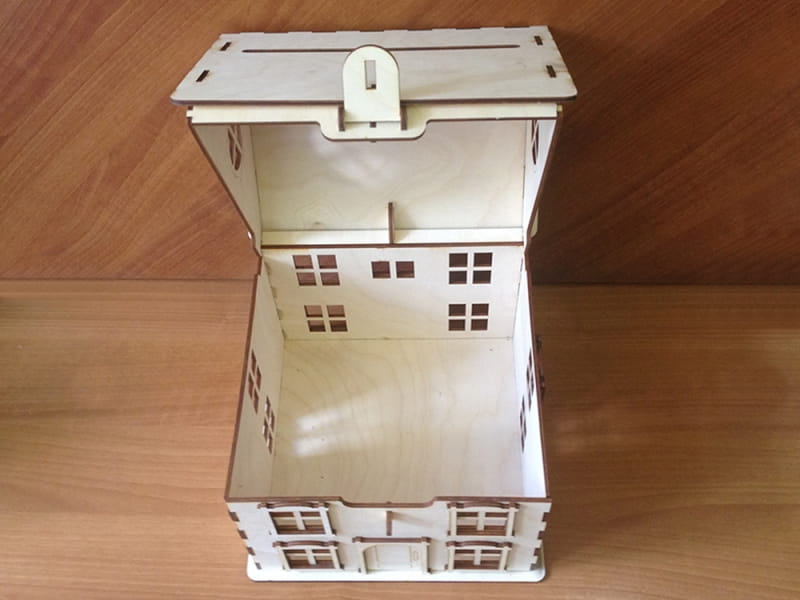 Laser Cut Wooden House Wedding Envelope Box