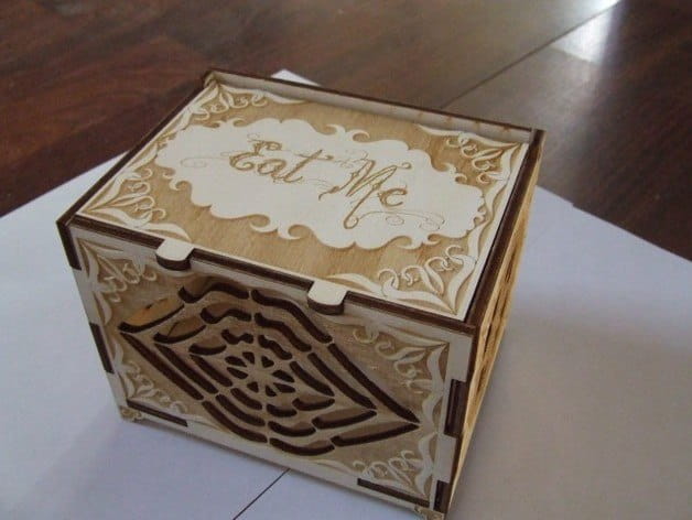 Laser Cut Wooden Cookie Box with Hinged Lid