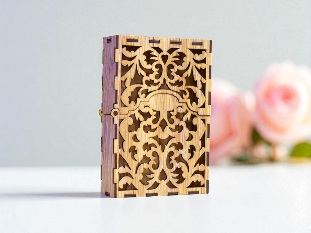 Laser Cut Wooden Playing Card Box Decorative Storage Box