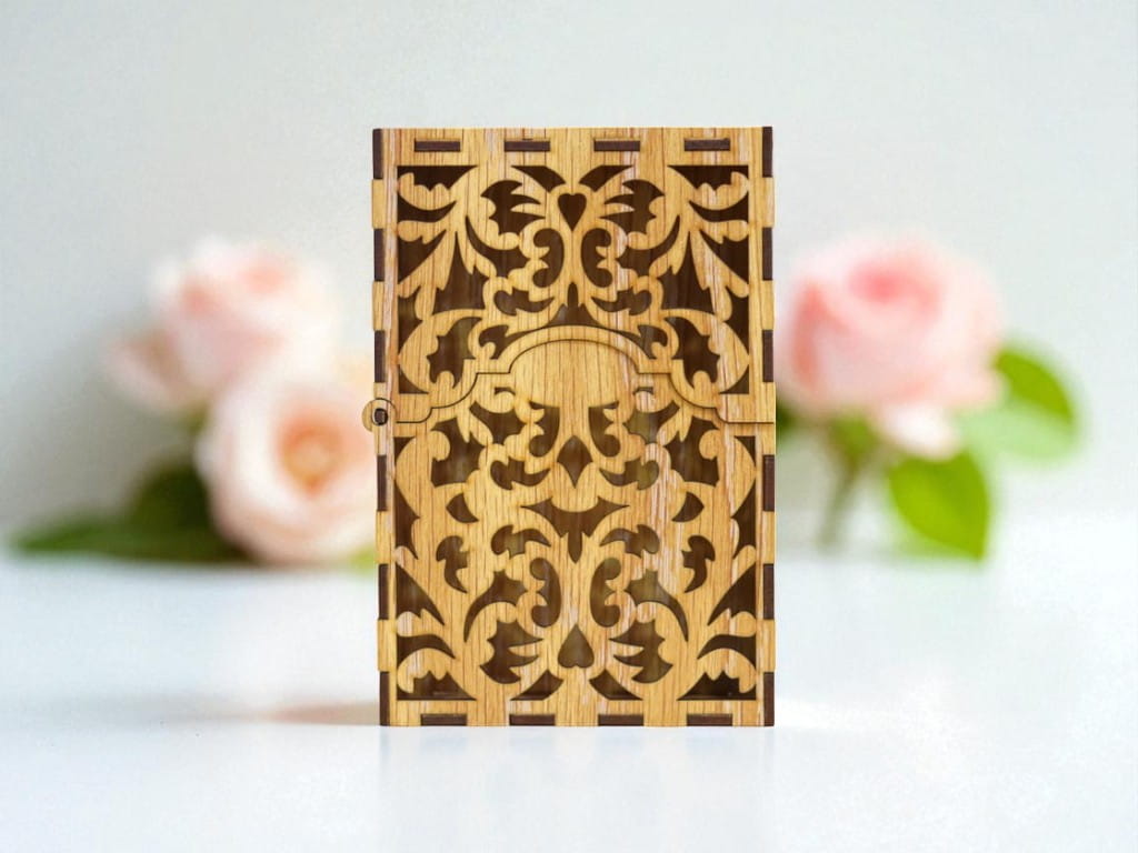 Laser Cut Wooden Playing Card Box Decorative Storage Box