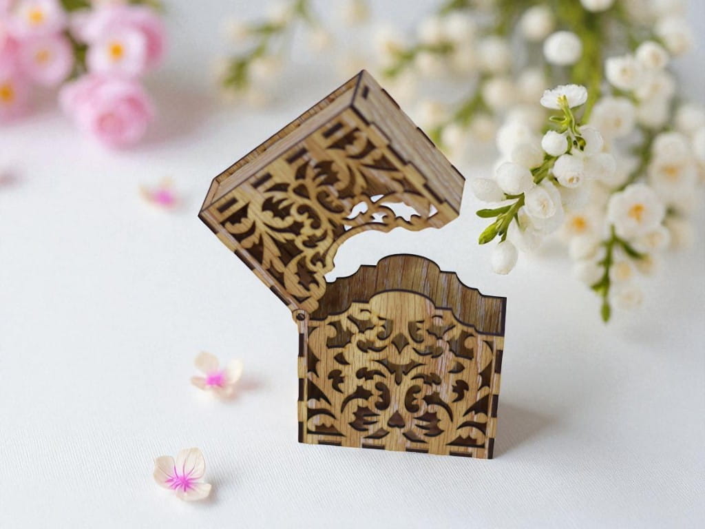 Laser Cut Wooden Playing Card Box Decorative Storage Box