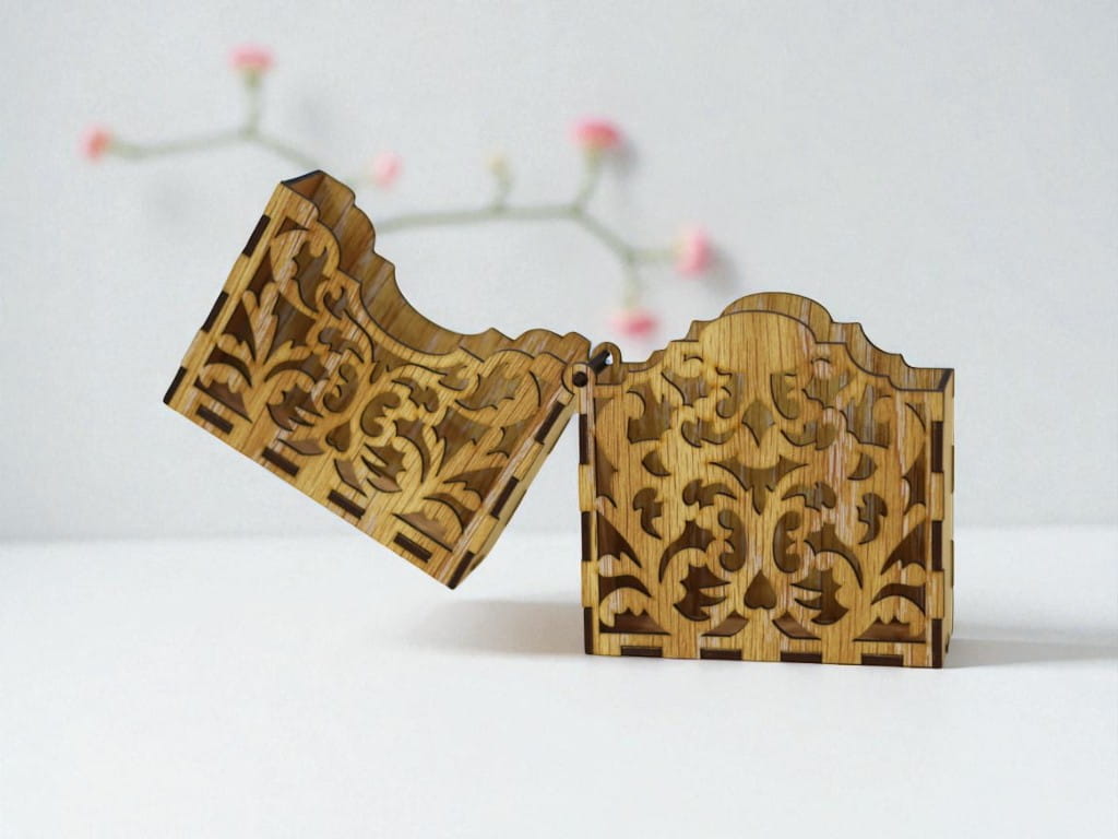 Laser Cut Wooden Playing Card Box Decorative Storage Box