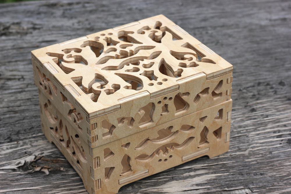 Laser Cut Wooden Jewelry Chest Box Organizer Keepsake Storage