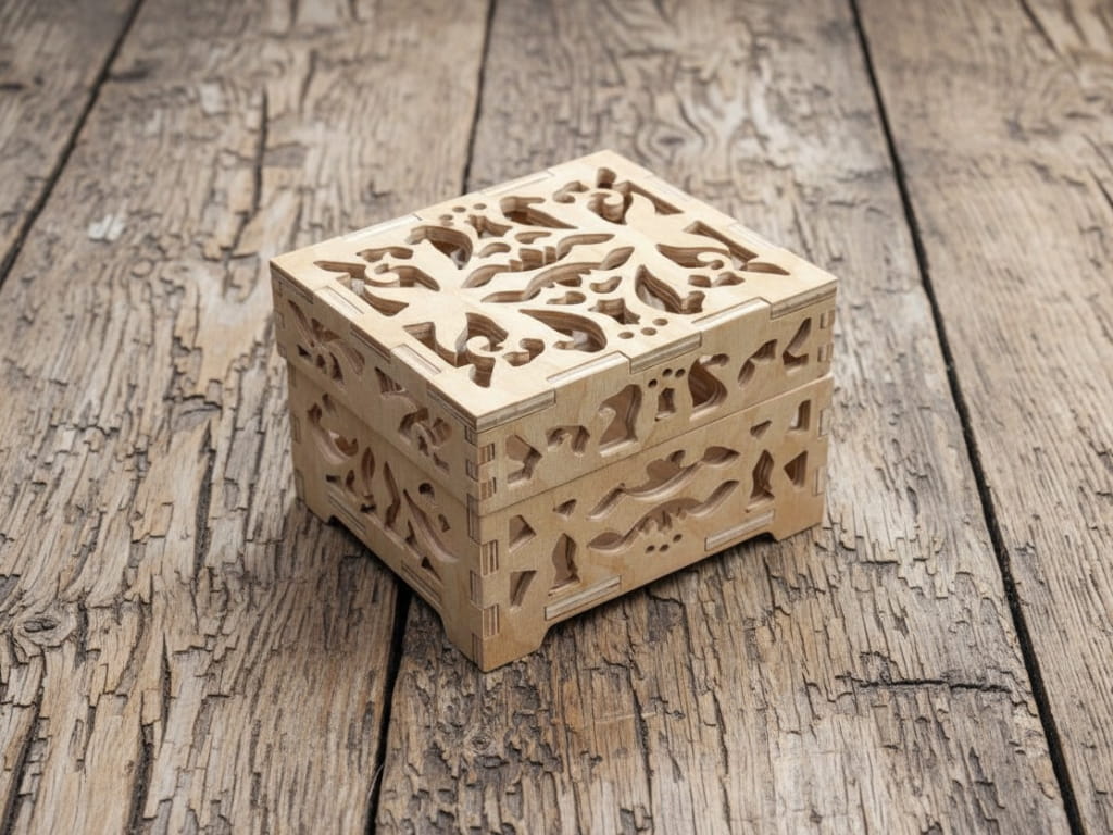 Laser Cut Wooden Jewelry Chest Box Organizer Keepsake Storage