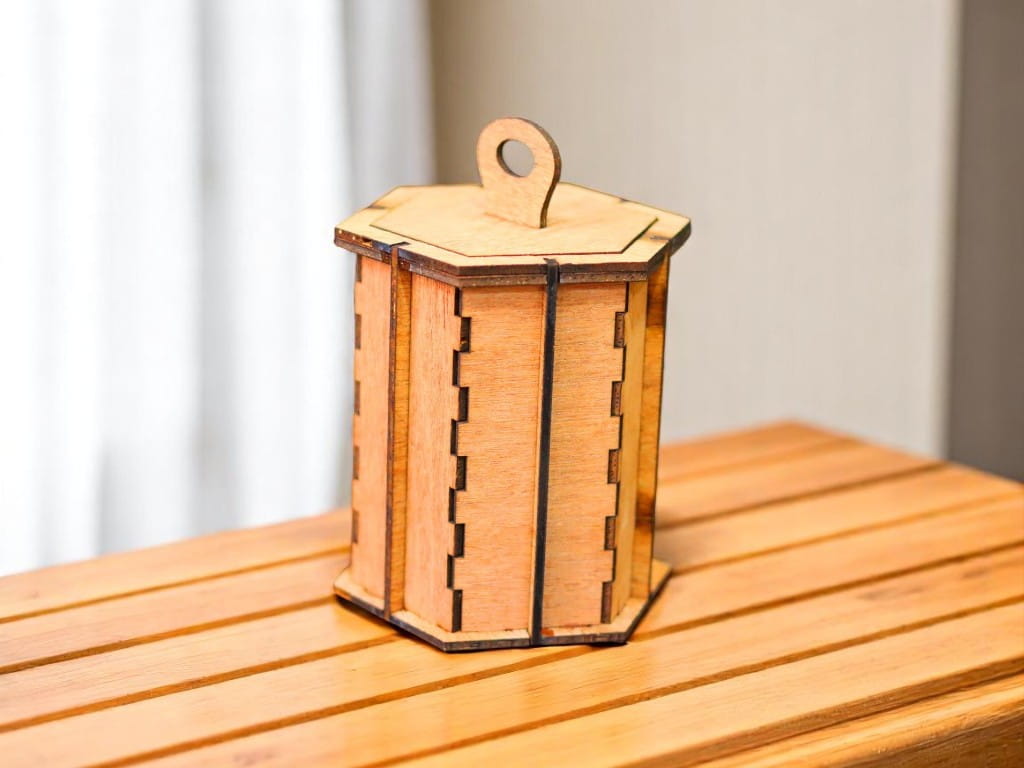 Laser Cut Wooden Hexagonal Drawer Storage Box