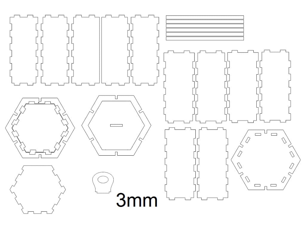 Laser Cut Wooden Hexagonal Drawer Storage Box