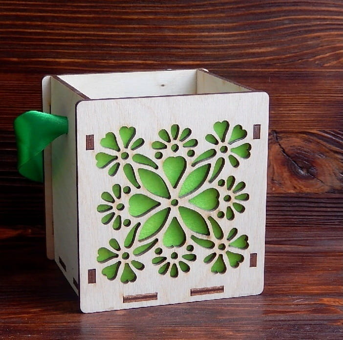 Laser Cut Wooden Floral Gift Box