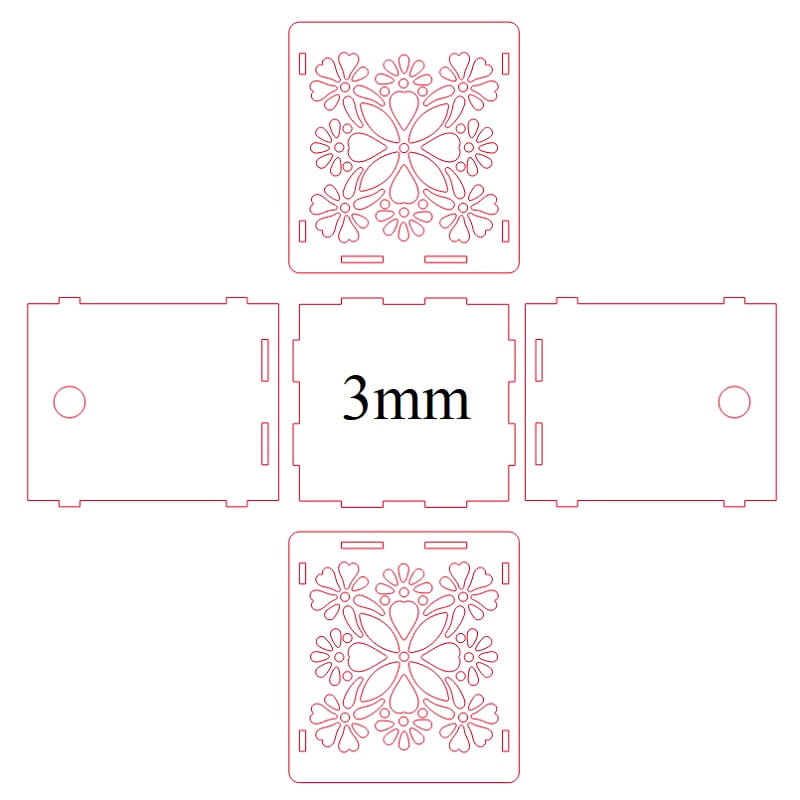 Laser Cut Wooden Floral Gift Box