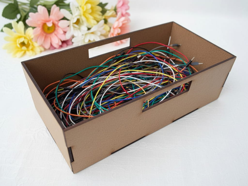 Laser Cut Wooden Storage Box with Handles