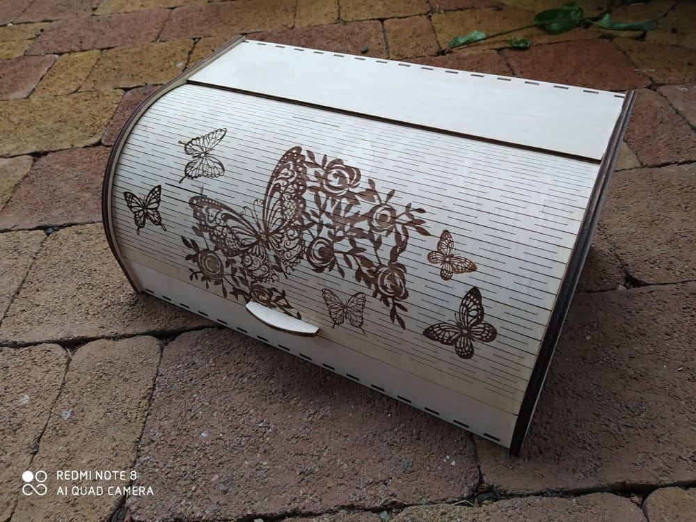 Laser Cut Wooden Roll Top Bread Box