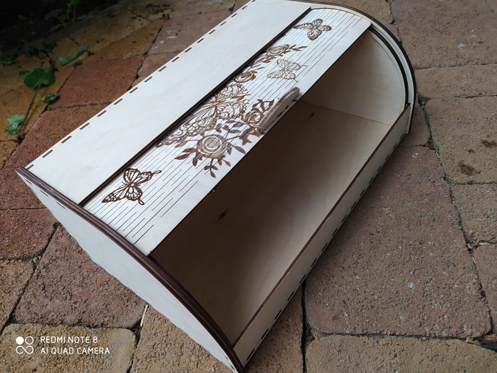 Laser Cut Wooden Roll Top Bread Box