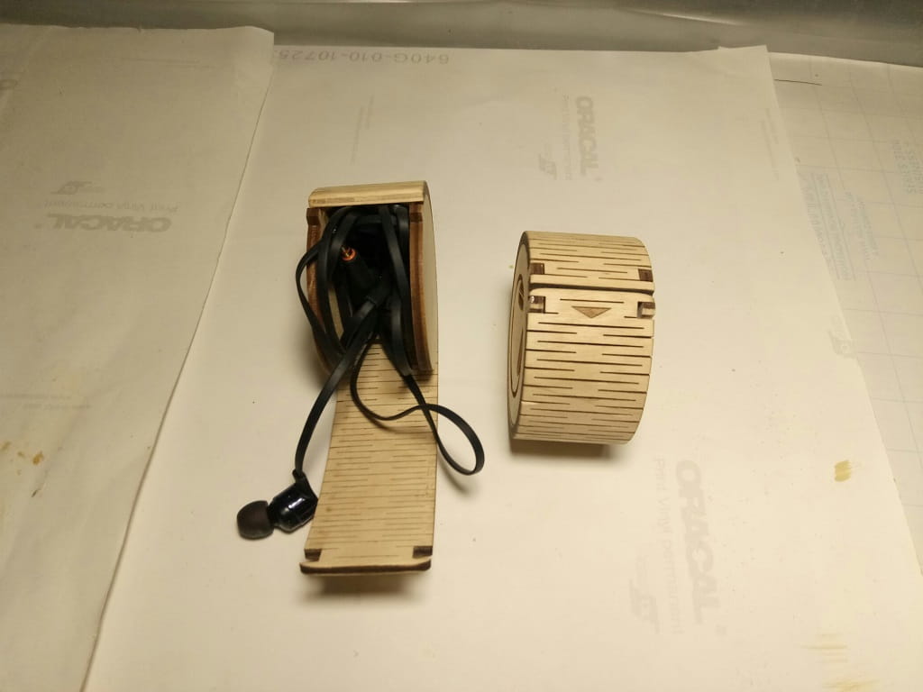 Laser Cut Wooden Earphone Carrying Case Box