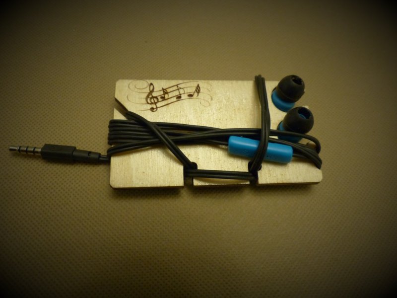 Laser Cut Wooden Tangle Free Earphone Organizer